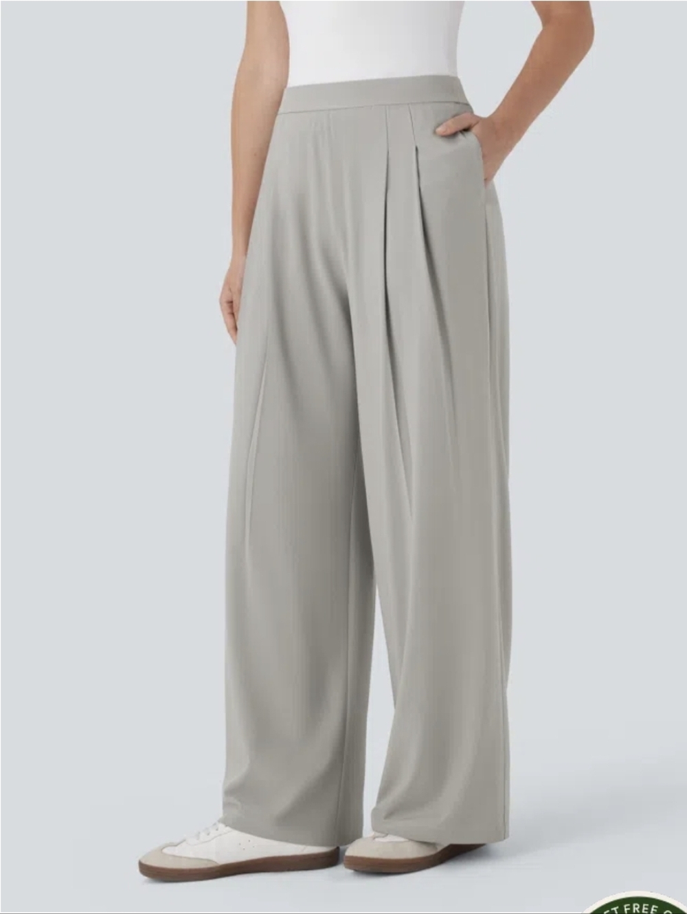 Halara Breezeful High Waist Wide Leg Quick Dry Work Career Pants XL Tall Cement